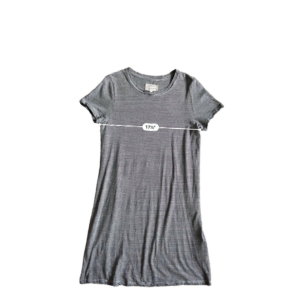 Current Elliott Women Beatnik Shrirt Dress Size M Gray Striped Distressed Casual - Picture 10 of 14